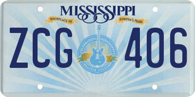 MS license plate ZCG406