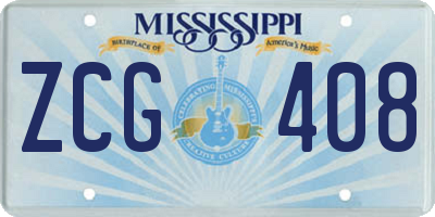 MS license plate ZCG408