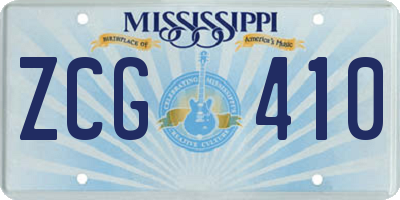 MS license plate ZCG410