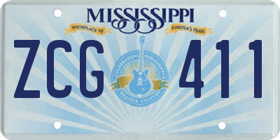 MS license plate ZCG411