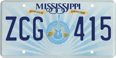 MS license plate ZCG415