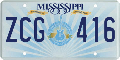 MS license plate ZCG416