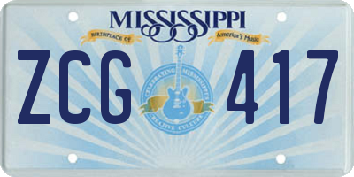 MS license plate ZCG417