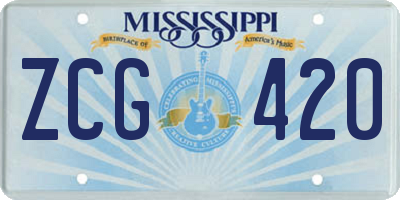 MS license plate ZCG420