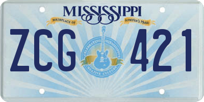 MS license plate ZCG421