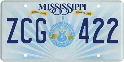 MS license plate ZCG422