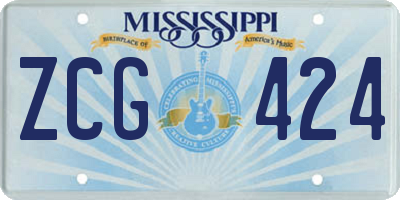 MS license plate ZCG424