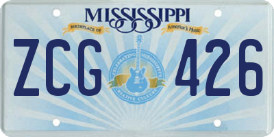 MS license plate ZCG426