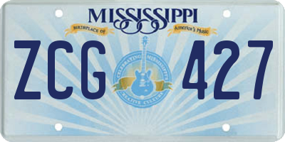MS license plate ZCG427