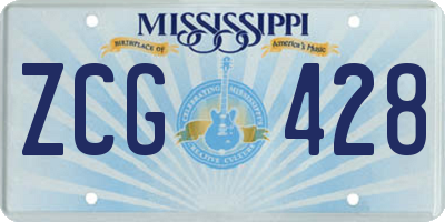 MS license plate ZCG428