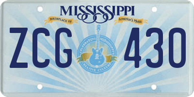MS license plate ZCG430