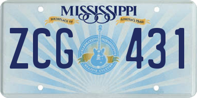 MS license plate ZCG431