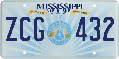 MS license plate ZCG432