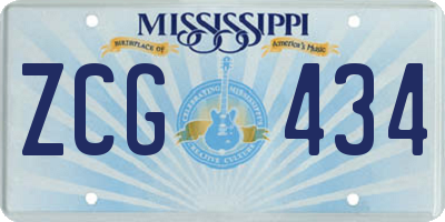 MS license plate ZCG434