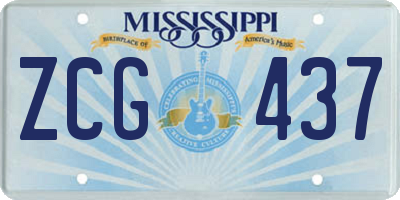 MS license plate ZCG437