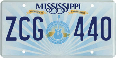 MS license plate ZCG440