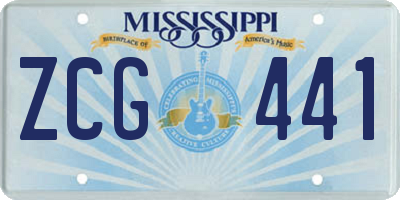 MS license plate ZCG441