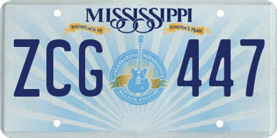 MS license plate ZCG447