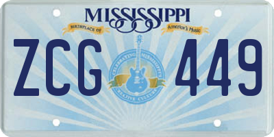 MS license plate ZCG449