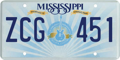 MS license plate ZCG451