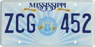MS license plate ZCG452