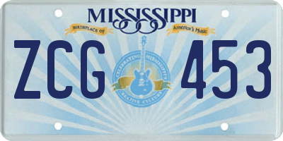 MS license plate ZCG453