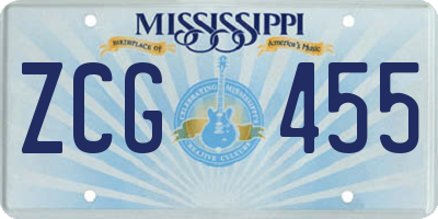 MS license plate ZCG455