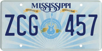 MS license plate ZCG457