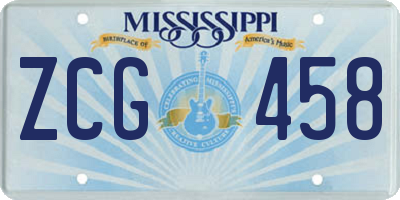 MS license plate ZCG458