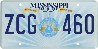 MS license plate ZCG460