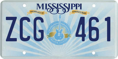MS license plate ZCG461