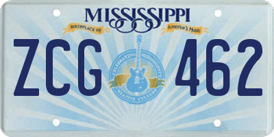 MS license plate ZCG462