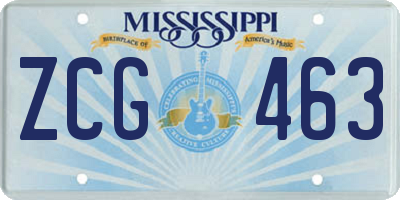 MS license plate ZCG463