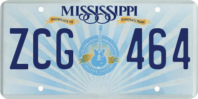 MS license plate ZCG464