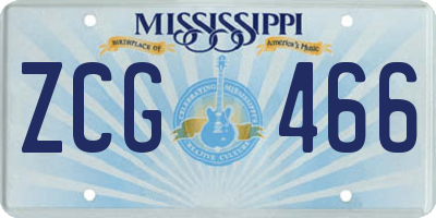 MS license plate ZCG466
