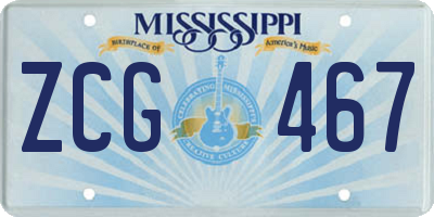 MS license plate ZCG467
