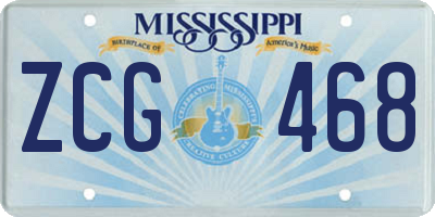MS license plate ZCG468