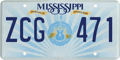 MS license plate ZCG471