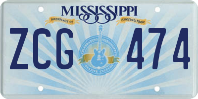 MS license plate ZCG474