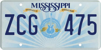 MS license plate ZCG475
