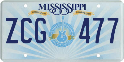 MS license plate ZCG477