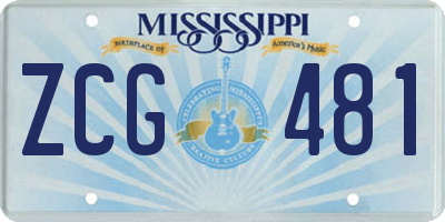 MS license plate ZCG481