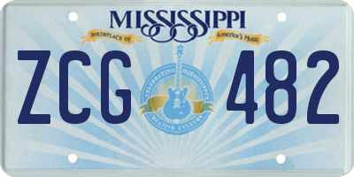 MS license plate ZCG482