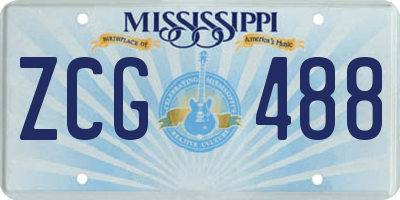MS license plate ZCG488