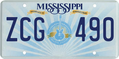 MS license plate ZCG490