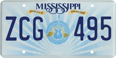 MS license plate ZCG495
