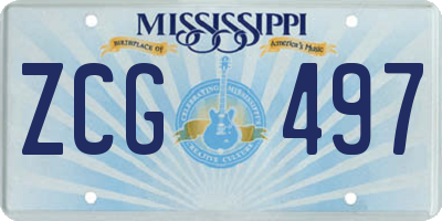 MS license plate ZCG497