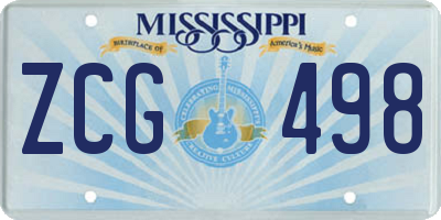 MS license plate ZCG498