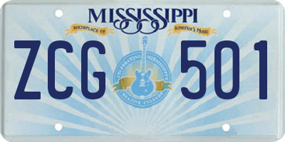 MS license plate ZCG501