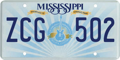 MS license plate ZCG502
